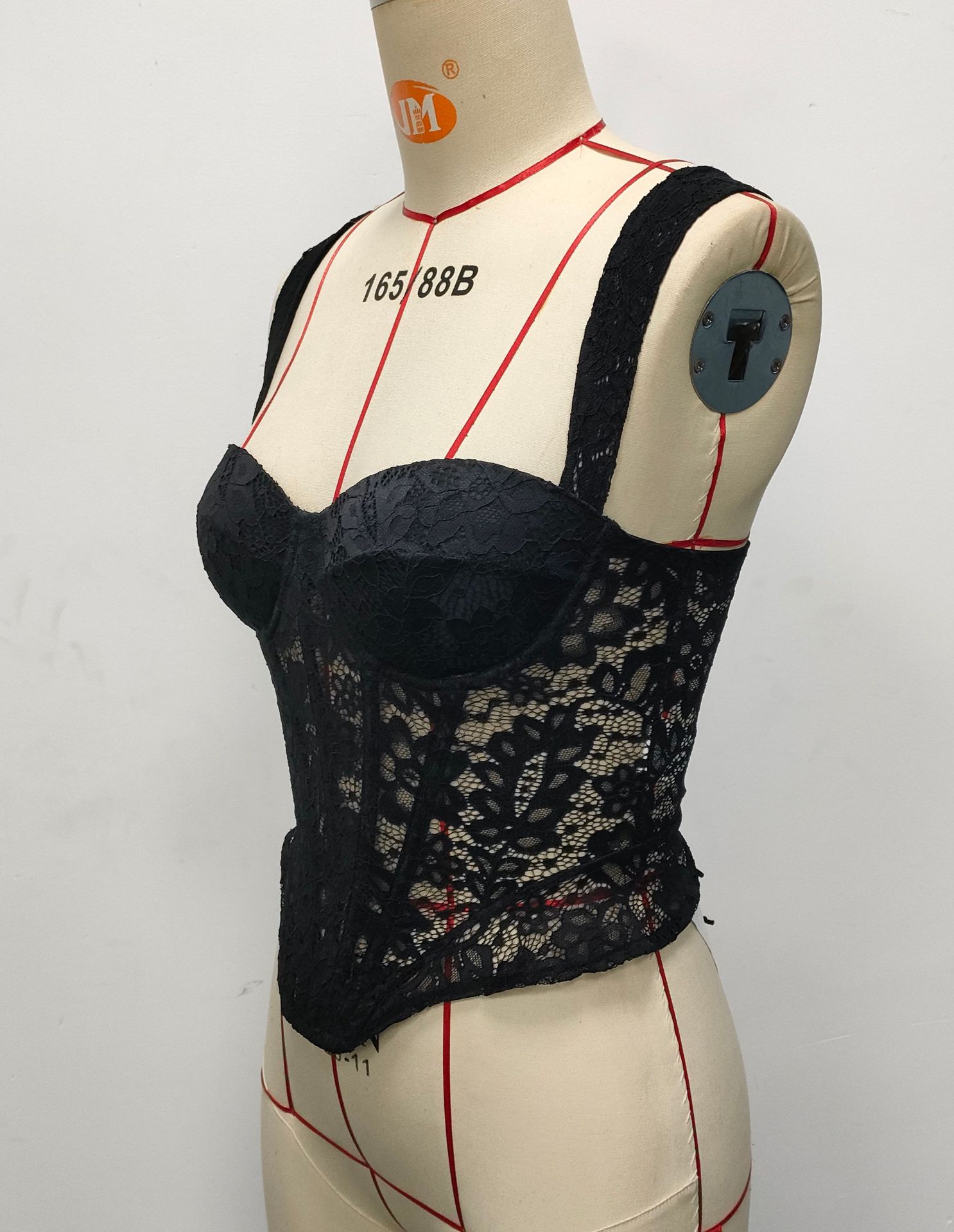 Womens Floral Lace Corset Top Sexy Black Mesh Transparent Bustier Vest